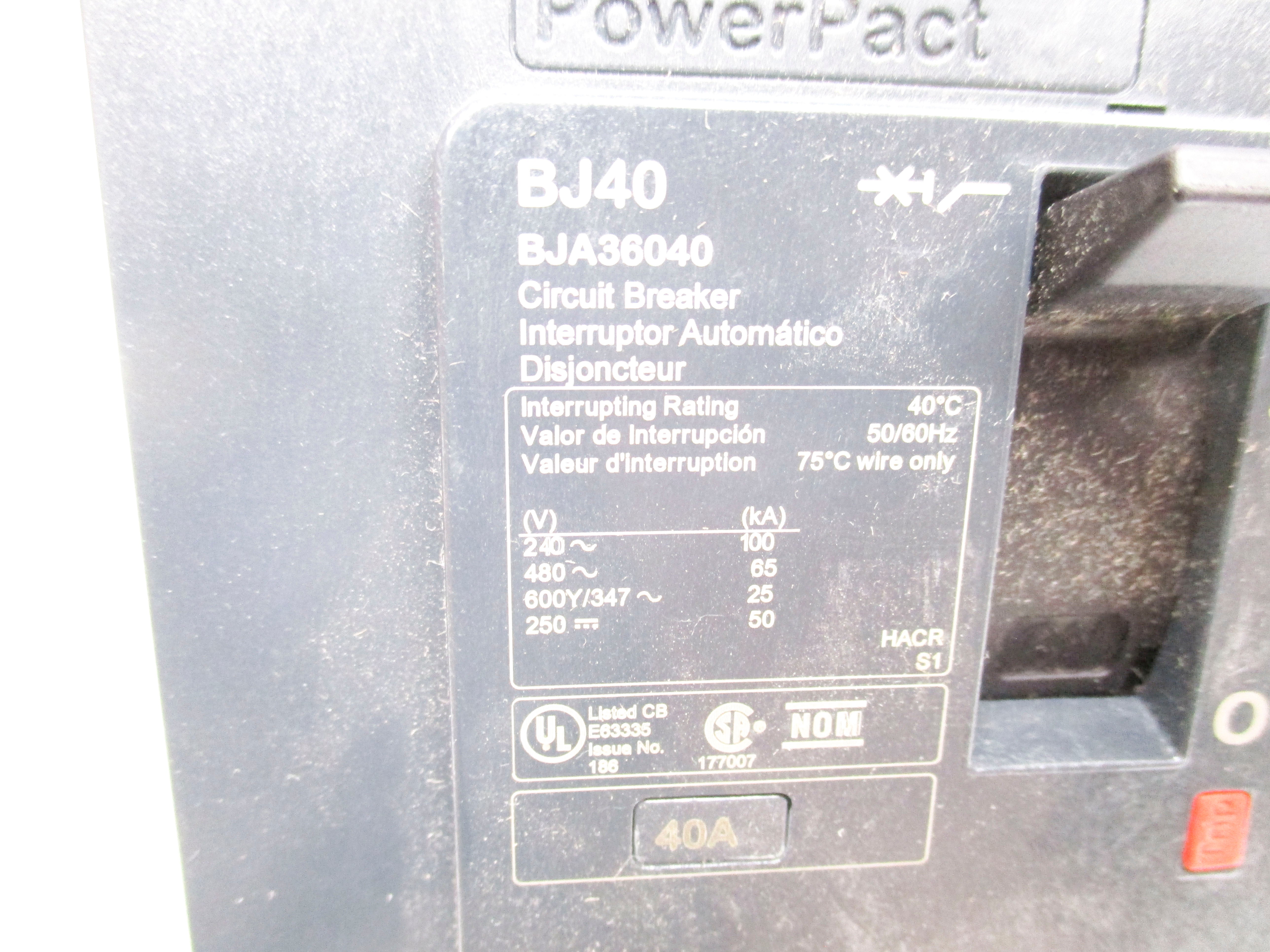 SQUARE D BJA36040 480V 40A NSNP