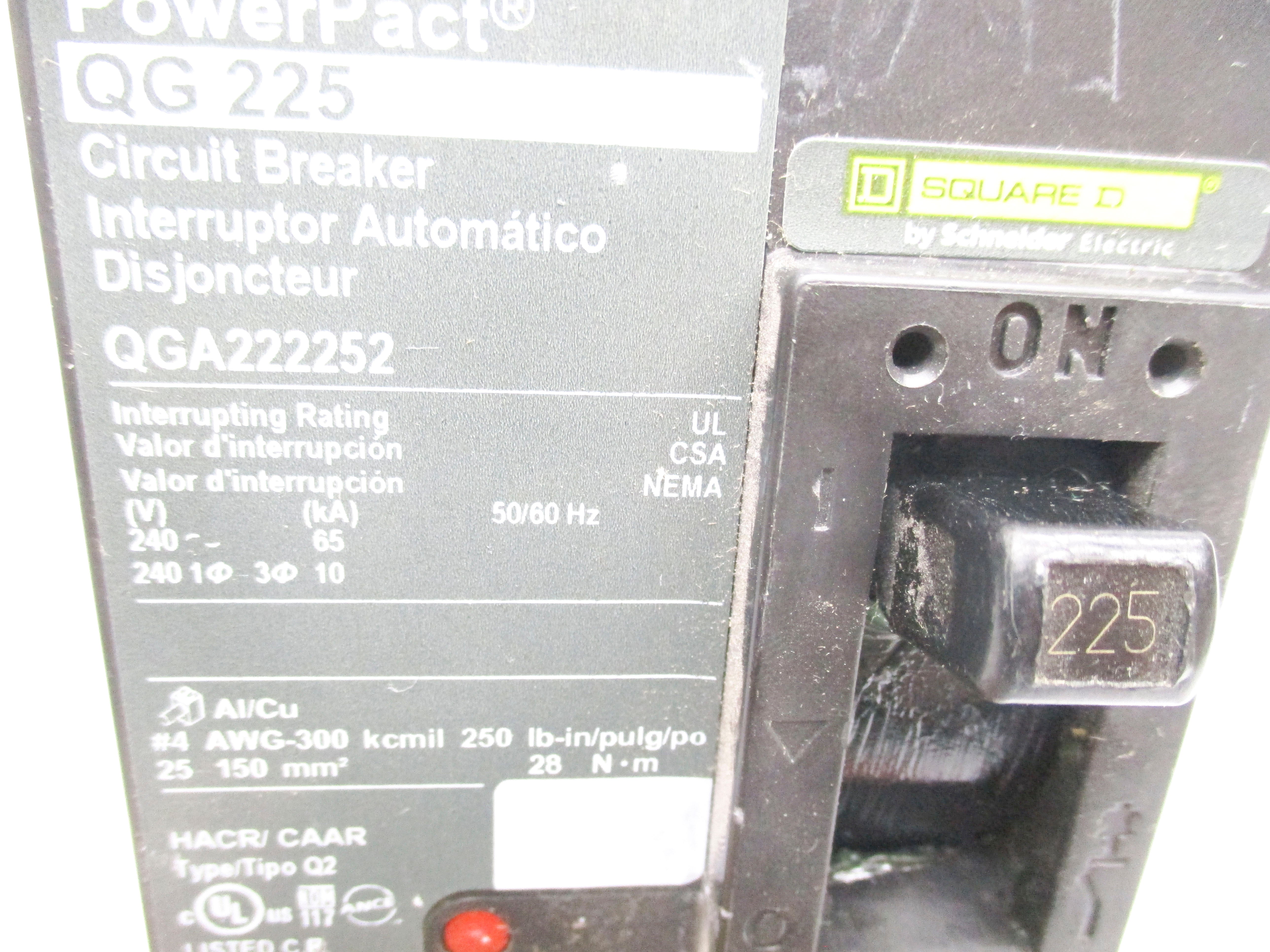 SQUARE D QGA222252 225A 240V (AS PICTURED) NSNP