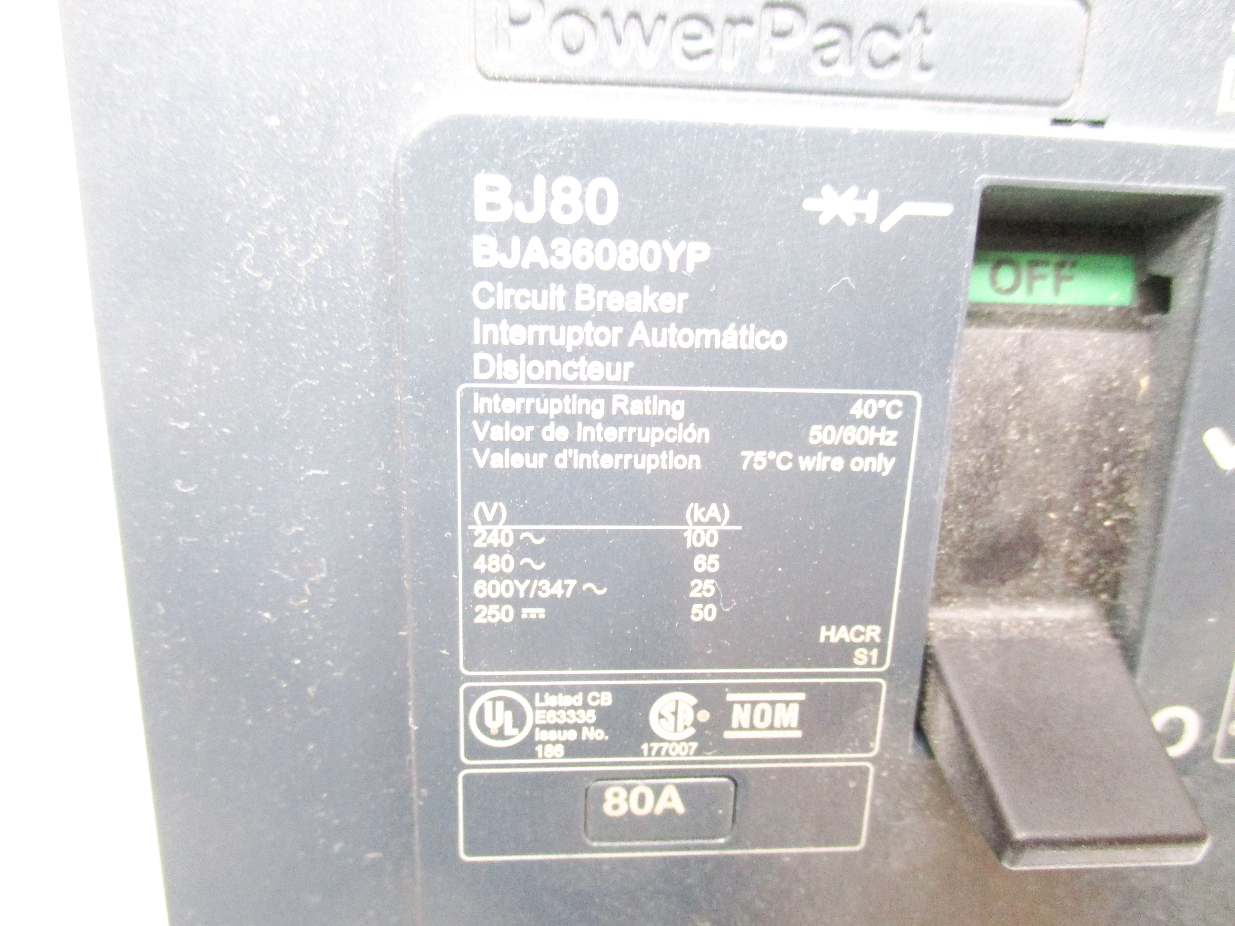 SQUARE D BJA36080YP 480V 80A NSNP