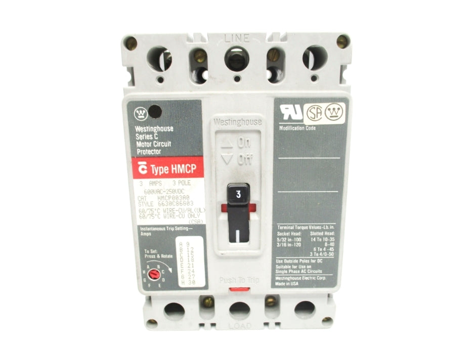 WESTINGHOUSE HMCP003A0 SER. C 3A 600VAC UNMP