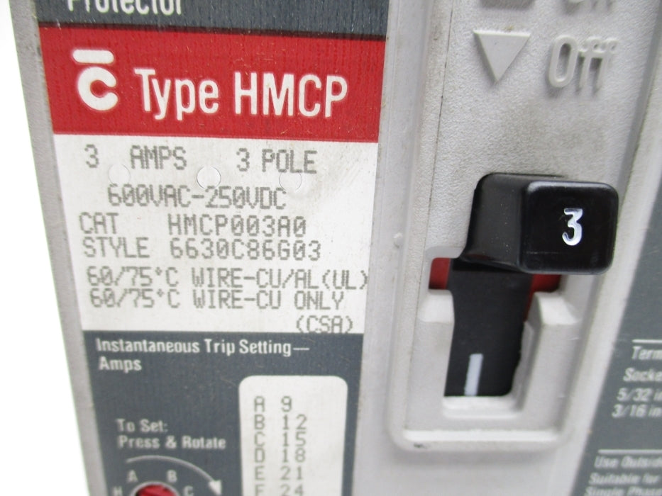 WESTINGHOUSE HMCP003A0 SER. C 3A 600VAC UNMP