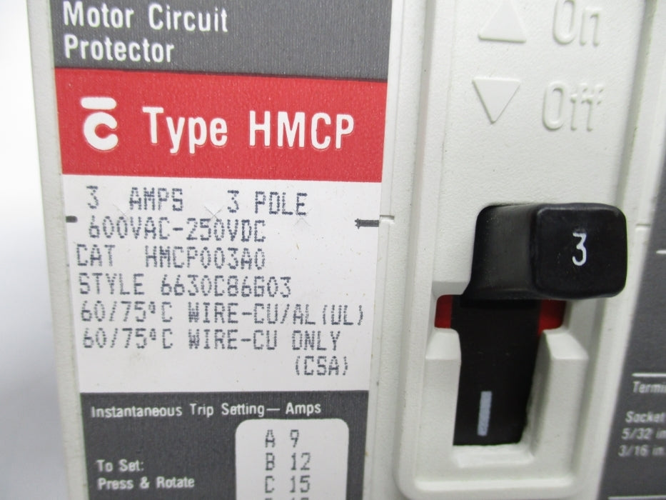 WESTINGHOUSE HMCP003A0 SER. C 3A 600VAC NSMP