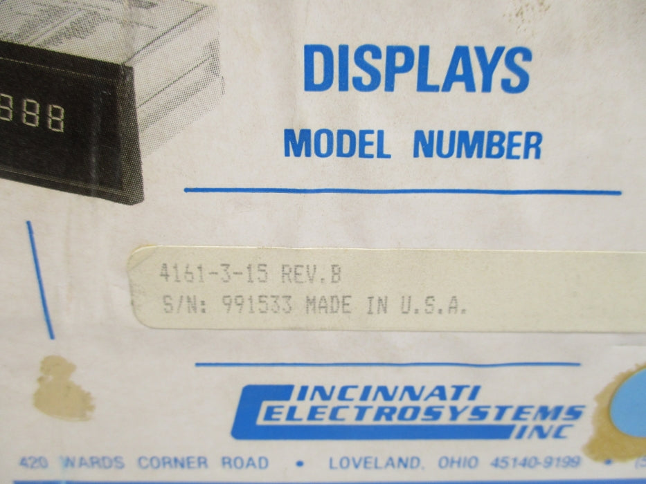 CINCINNATI ELECTROSYSTEMS 4161-3-15 NSFS