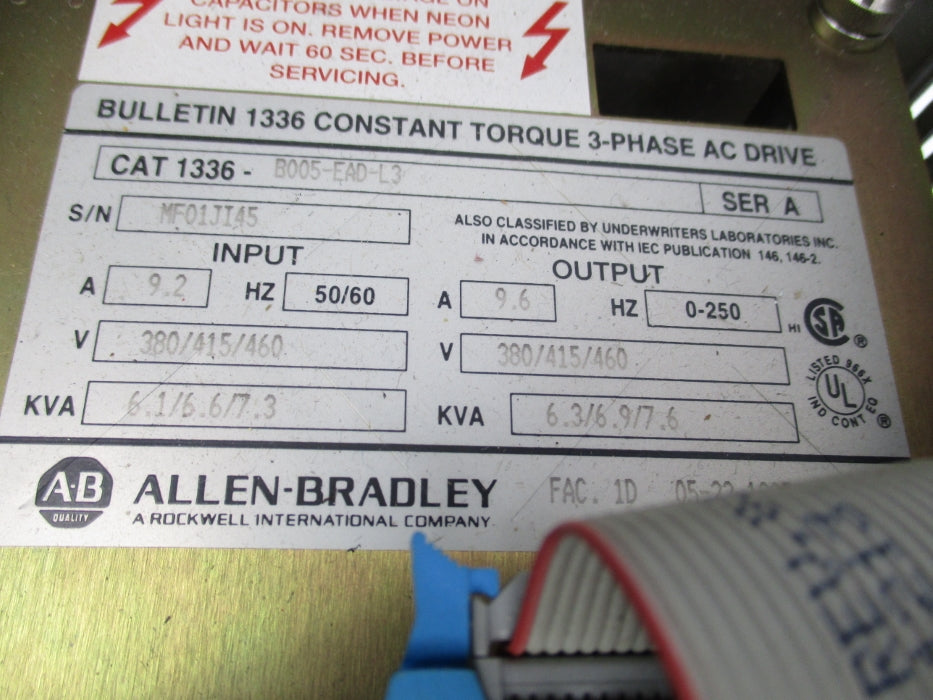 ALLEN BRADLEY 1336-B005-EAD-L3 SER. A UNMP