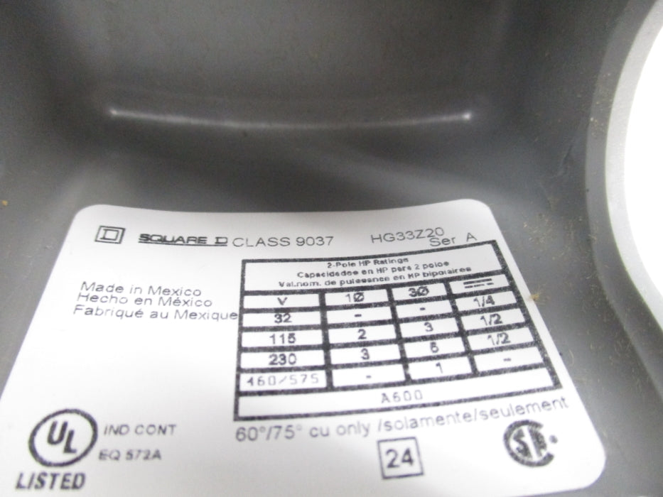 SQUARE D 9037HG33Z20 SER. A NSMP