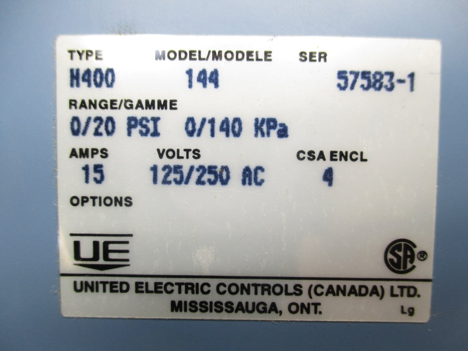 UNITED ELECTRIC H400-144 15A NSMP
