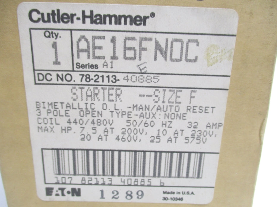 CUTLER HAMMER AE16FN0C SER. A1 NSMP