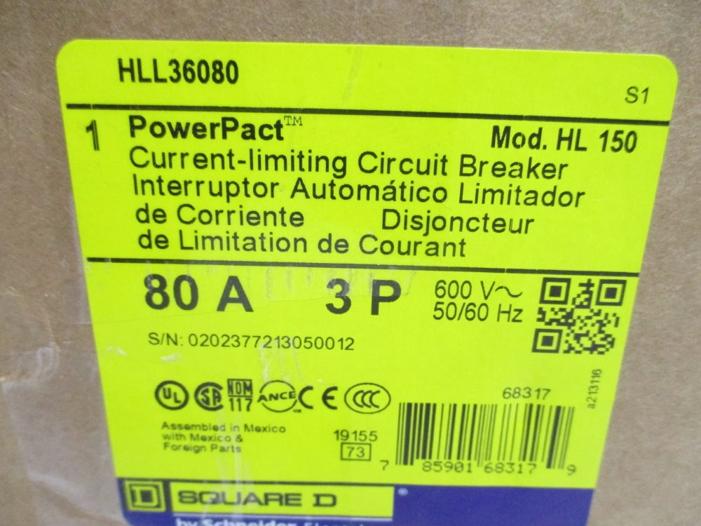 SQUARE D HLL36080 80A 600V NSMP