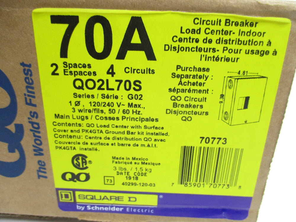 SQUARE D QO2L70S SER. G02 NSMP