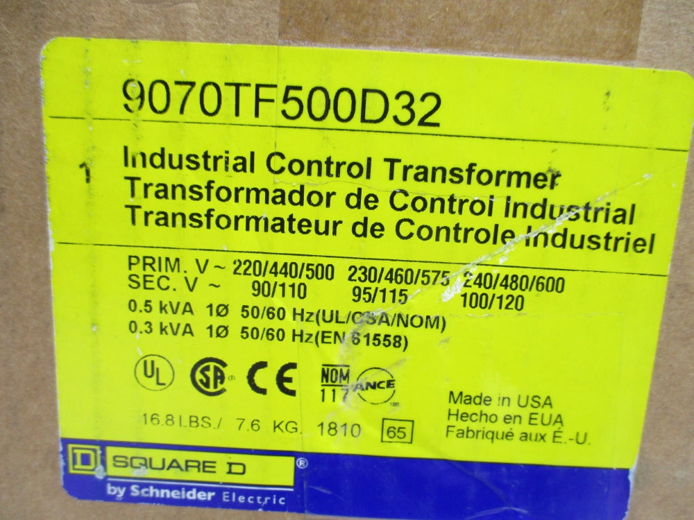 SQUARE D 9070TF500D32 .3KVA-.5KVA NSMP