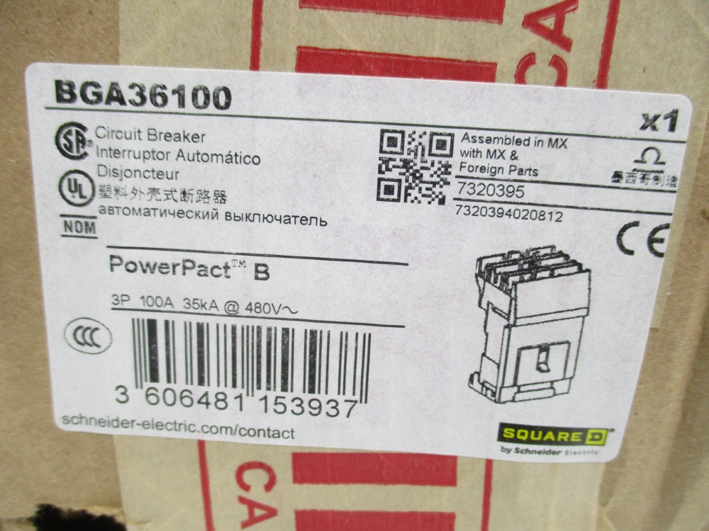 SQUARE D BGA36100 480V 100A NSMP