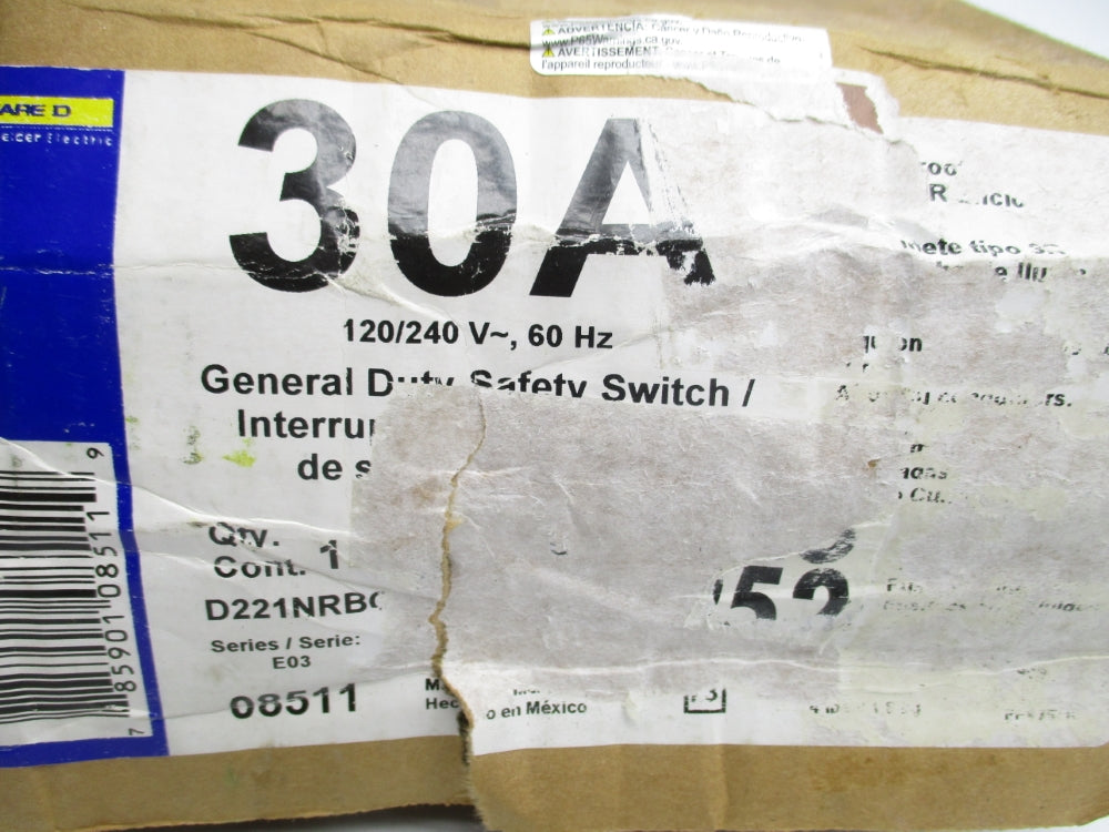 SQUARE D D221NRBCP1 SER. E3 (AS PICTURED) NSMP