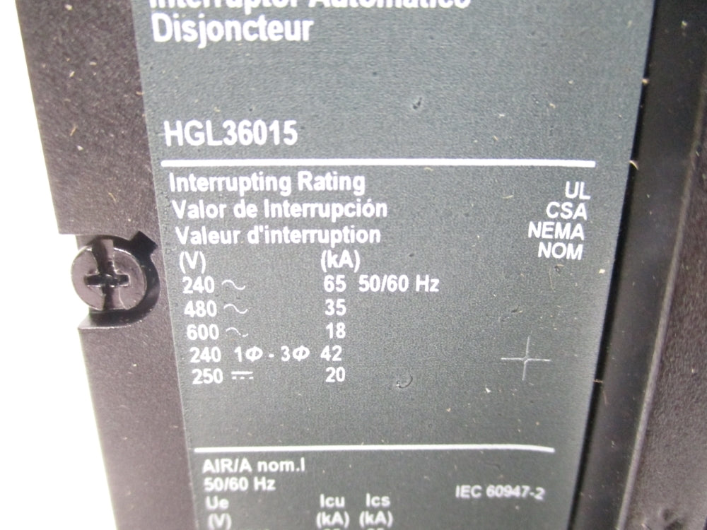 SQUARE D HGL36015 15A 600V NSMP