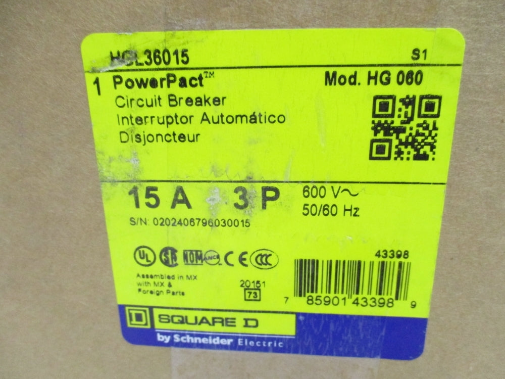 SQUARE D HGL36015 15A 600V NSMP