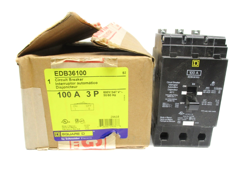 SQUARE D EDB36100 100A 347V NSMP