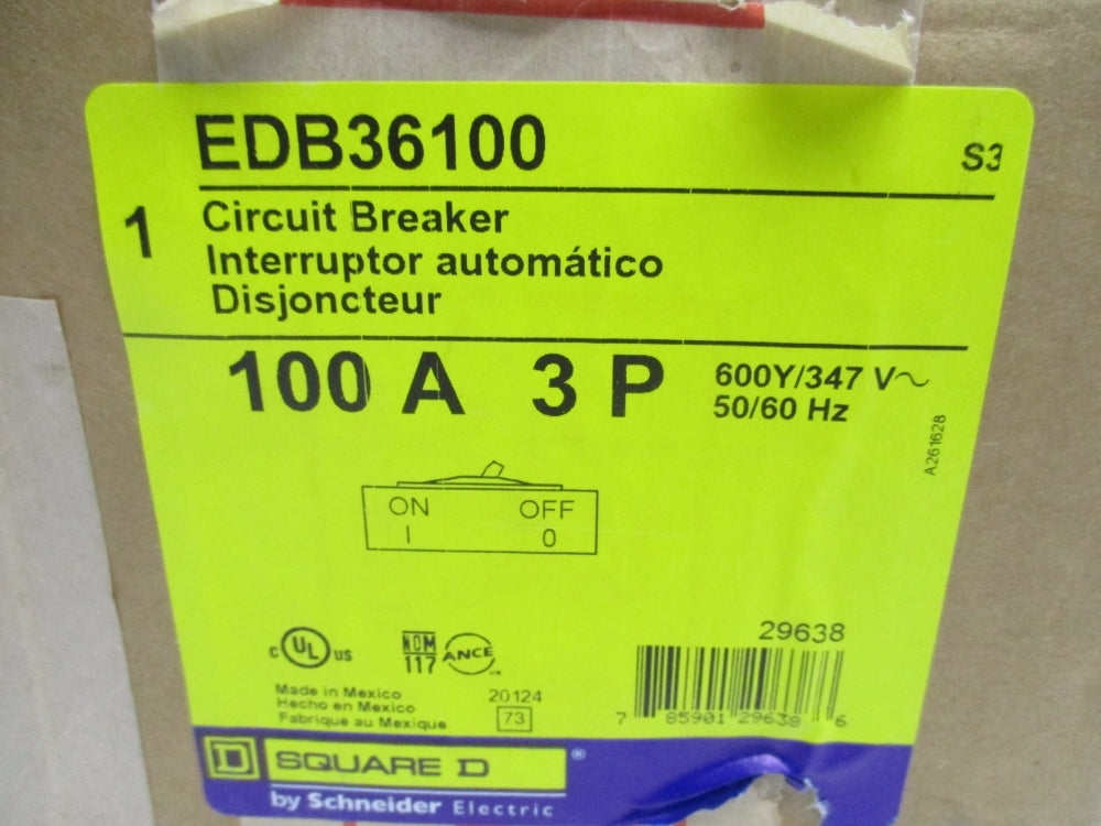 SQUARE D EDB36100 100A 347V NSMP