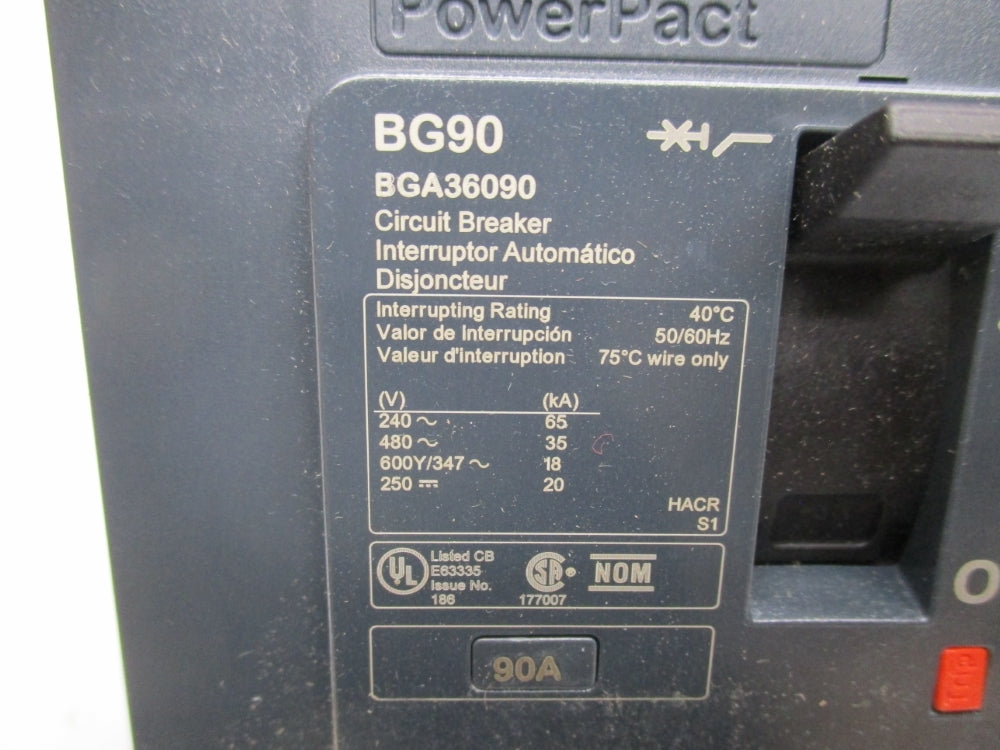 SQUARE D BGA36090 90A 480V NSMP