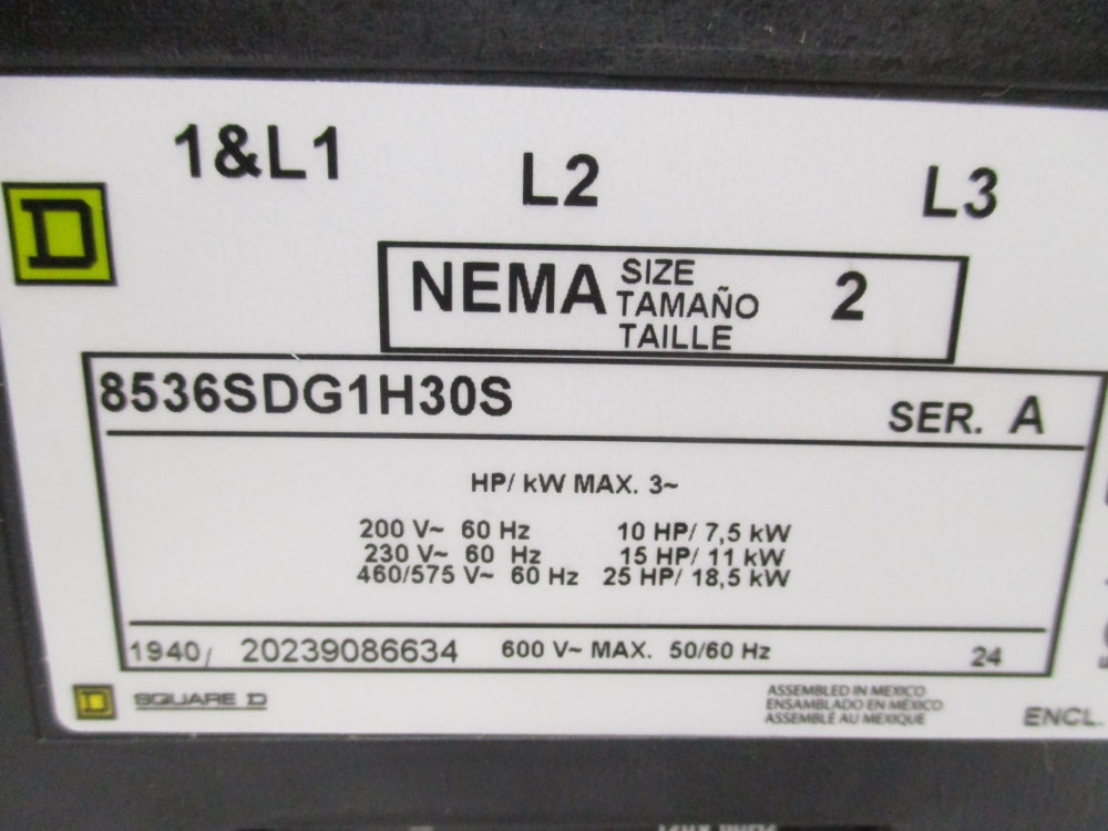 SQUARE D 8536SGD1H30S SER. A 110V/50HZ-120V/60HZ NSNP
