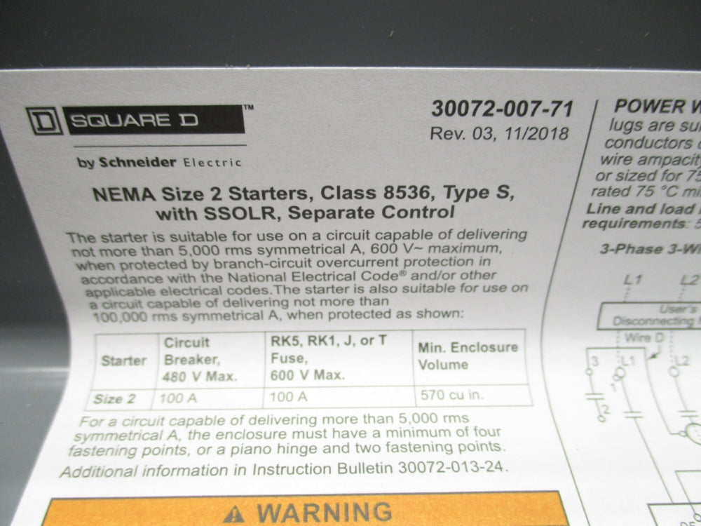 SQUARE D 8536SGD1H30S SER. A 110V/50HZ-120V/60HZ NSNP