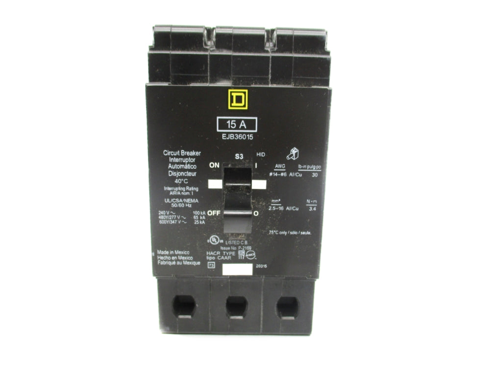 SQUARE D EJB36015 15A 347V NUPI