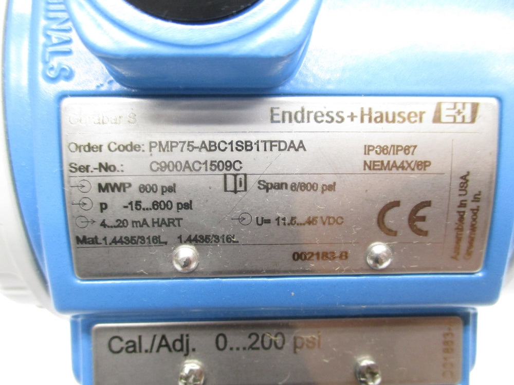 ENDRESS+HAUSER PMP75-ABC1SB1TFDAA 52017197 11.5-45VDC F/W 02.10.40 NSMP