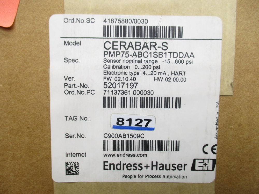 ENDRESS+HAUSER PMP75-ABC1SB1TDDAA F/W 02.10.40 NSFS