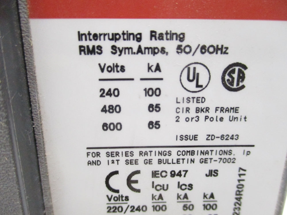 GENERAL ELECTRIC SGLA36AT0600 600A 600VAC NSMP