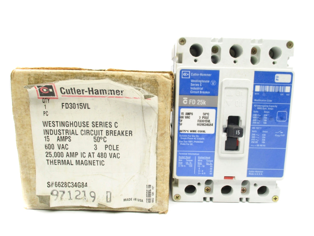 CUTLER HAMMER FD3015VL SER. C 15A 600VAC NSMP