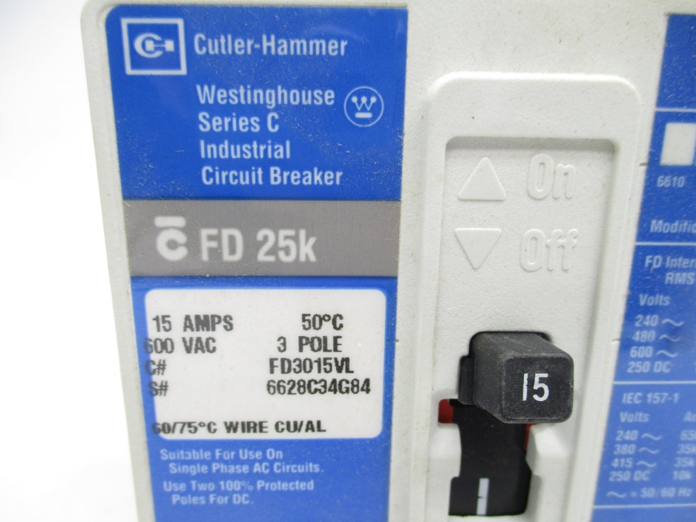 CUTLER HAMMER FD3015VL SER. C 15A 600VAC NSMP