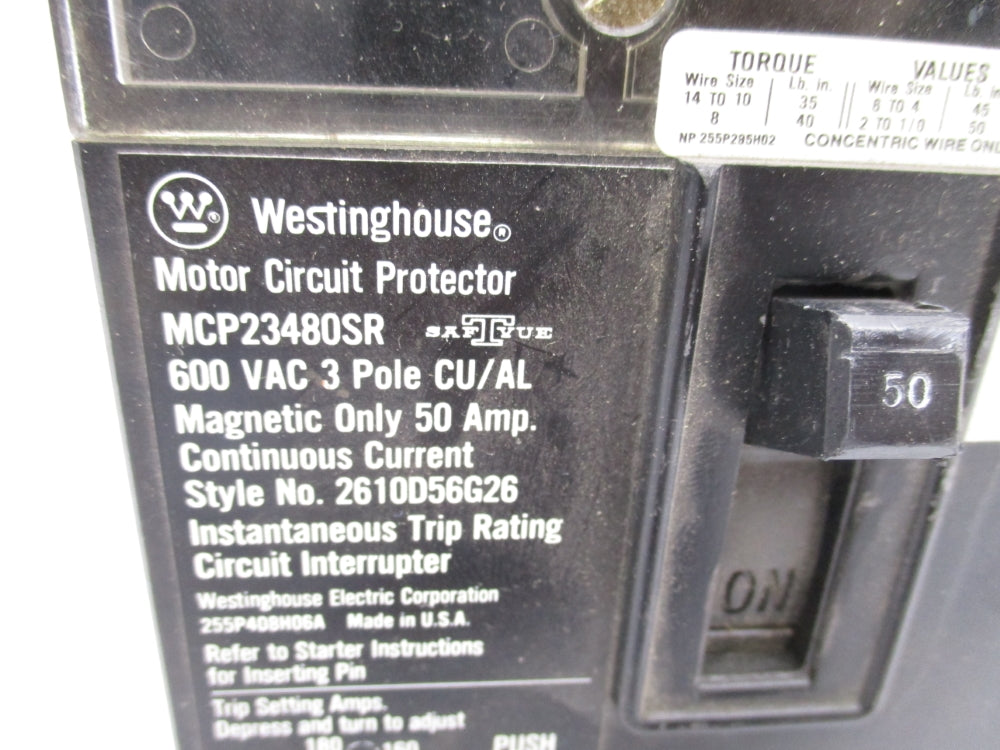 WESTINGHOUSE MCP23480SR 50A 600VAC UNMP