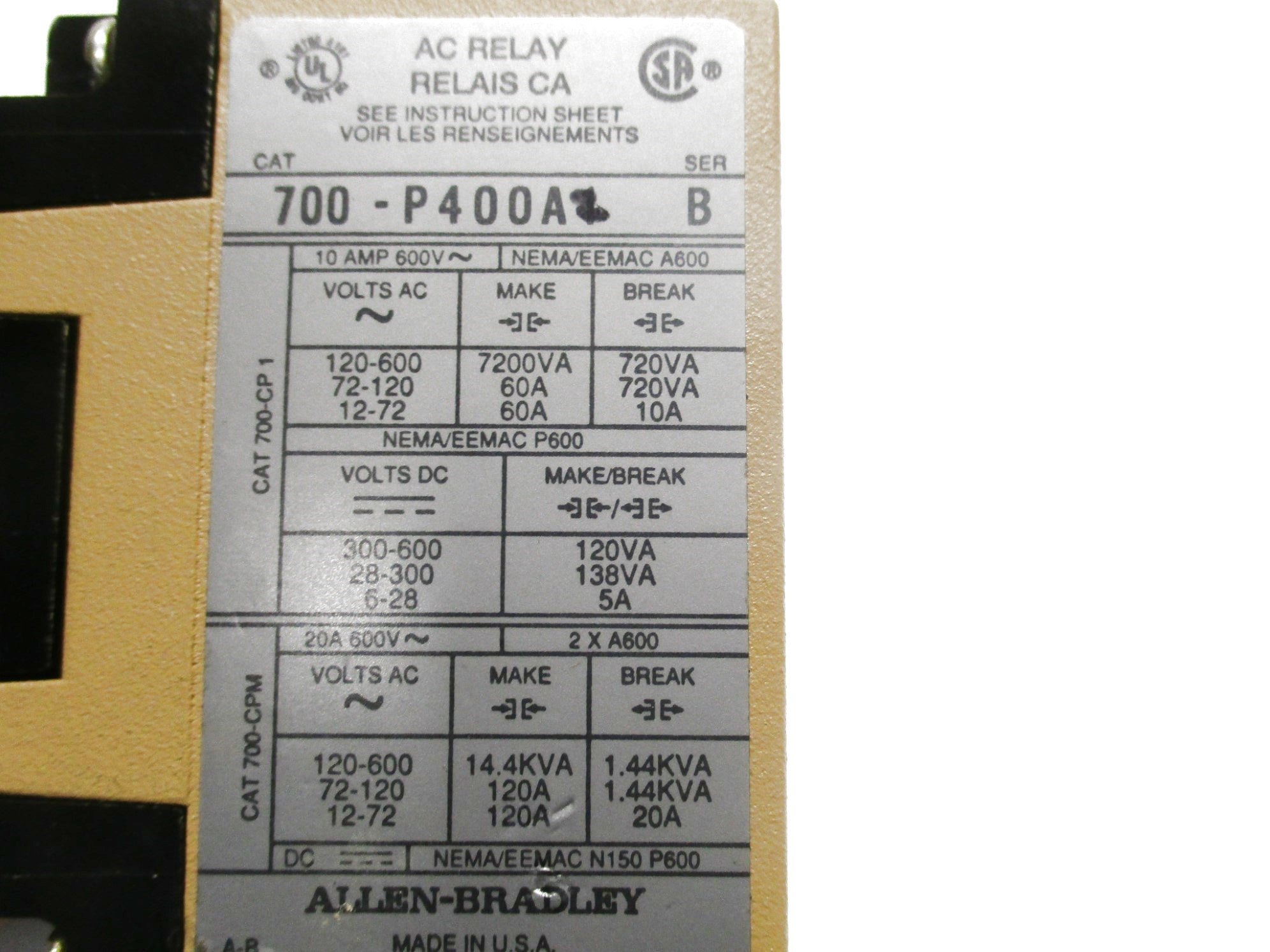 INDUSTRIAL SPARE PART 700-P400A1 SER. B 220-230V UNMP