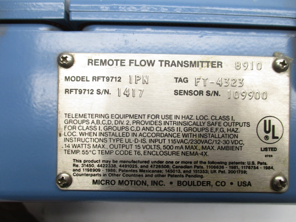 MICRO MOTION RFT97121PN UNMP