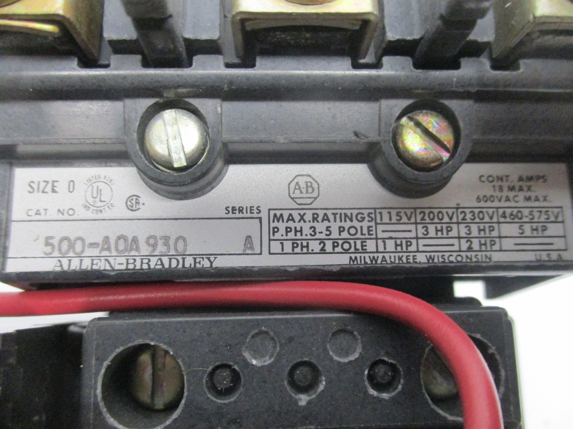 INDUSTRIAL SPARE PART 500-A0A930 18A 24V SER. A (GR/YL) NSMP