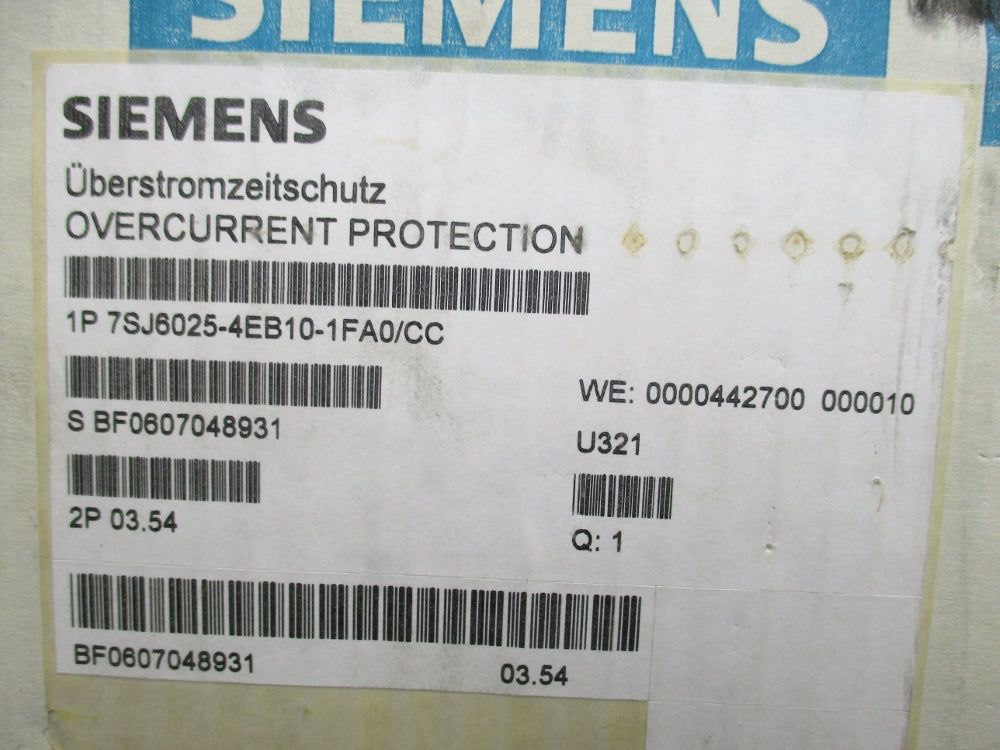 SIEMENS 7SJ6025-4EB10-1FA0/CC NSMP