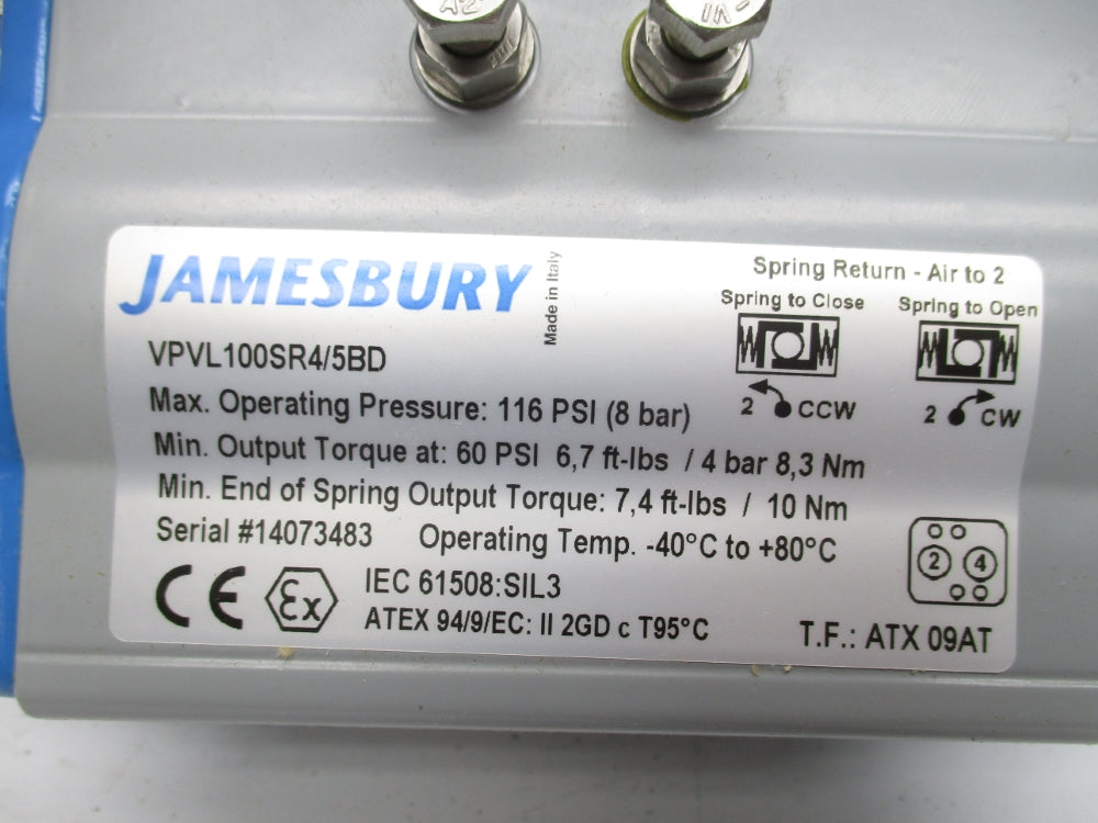 JAMESBURY VPVL100SR4/5BD 116PSI NSMP