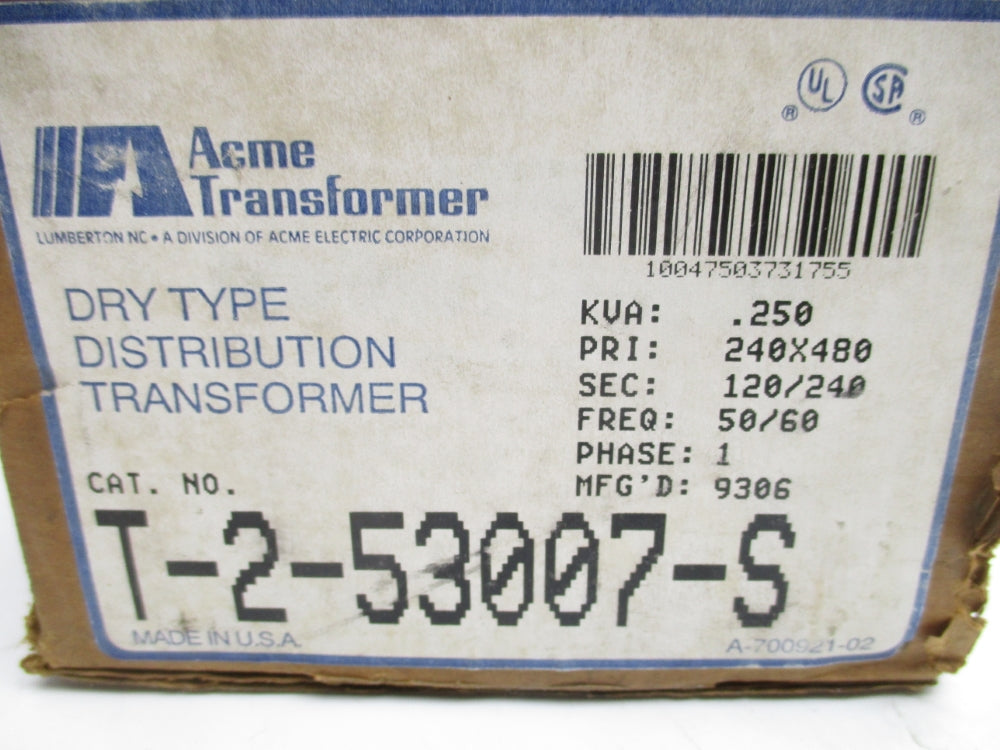 ACME TRANSFORMER T-2-53007-S .250KVA NSMP