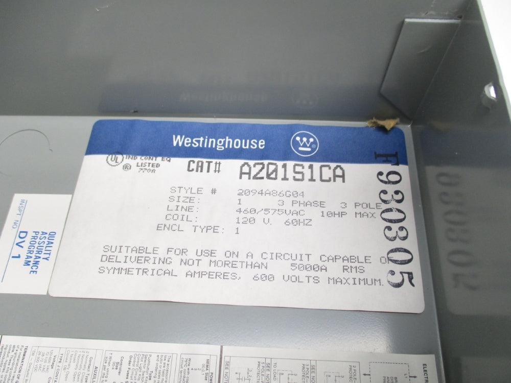 WESTINGHOUSE A201S1CA A201K1CA 120V6HZ-110V50HZ NSNP
