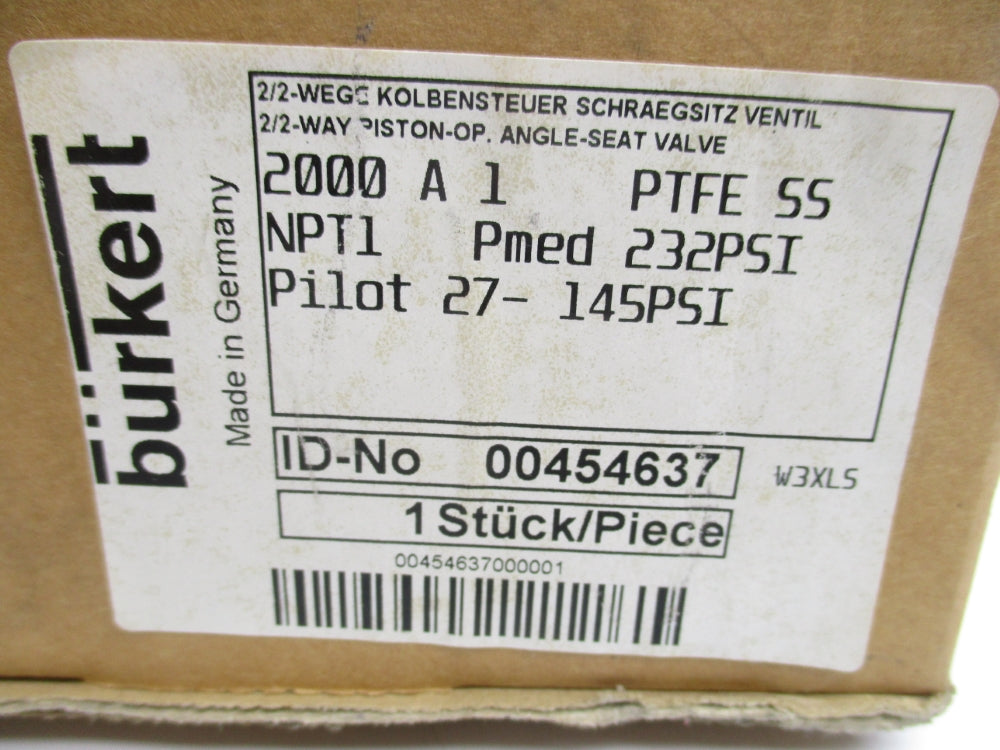 BURKERT 00454637 2000A1PTFESS 27-145PSI NSMP