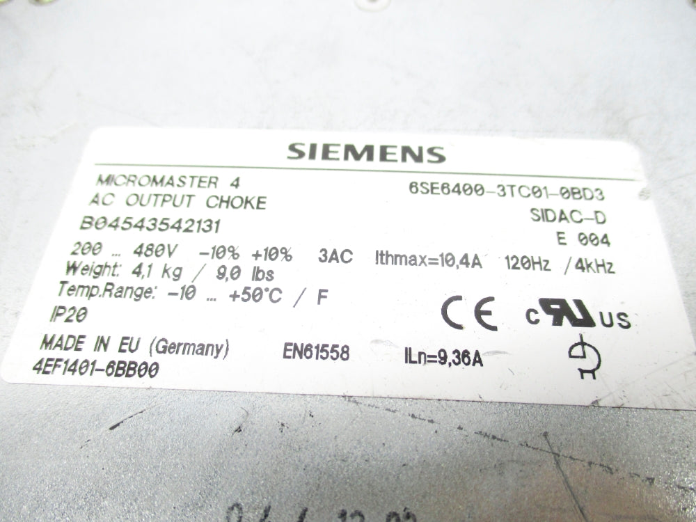 SIEMENS 6SE6400-3TC01-0BD3 UNMP