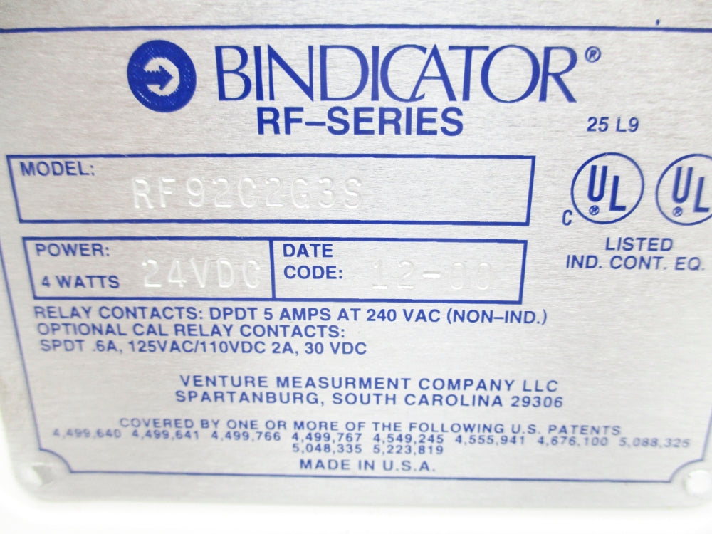 BINDICATOR RF92C2G3S NSNP