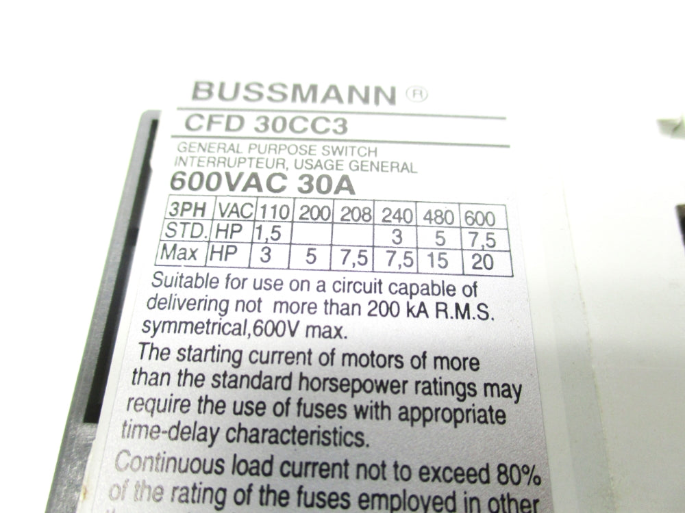 BUSSMAN CFD30CC3 NSMP