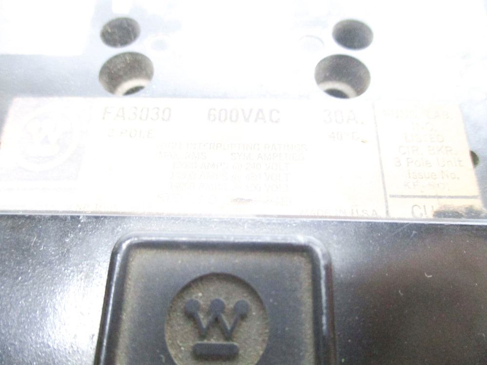 WESTINGHOUSE FA3030 600VAC 30A UNMP