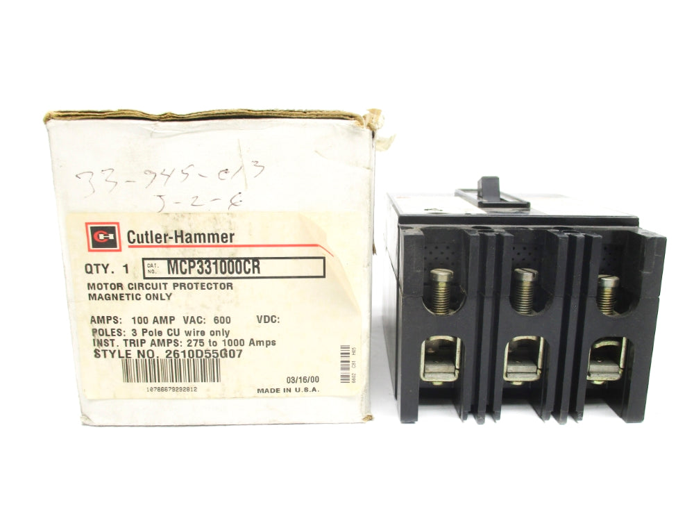 CUTLER HAMMER MCP331000CR 2610D55G07 600VAC 100A NSMP