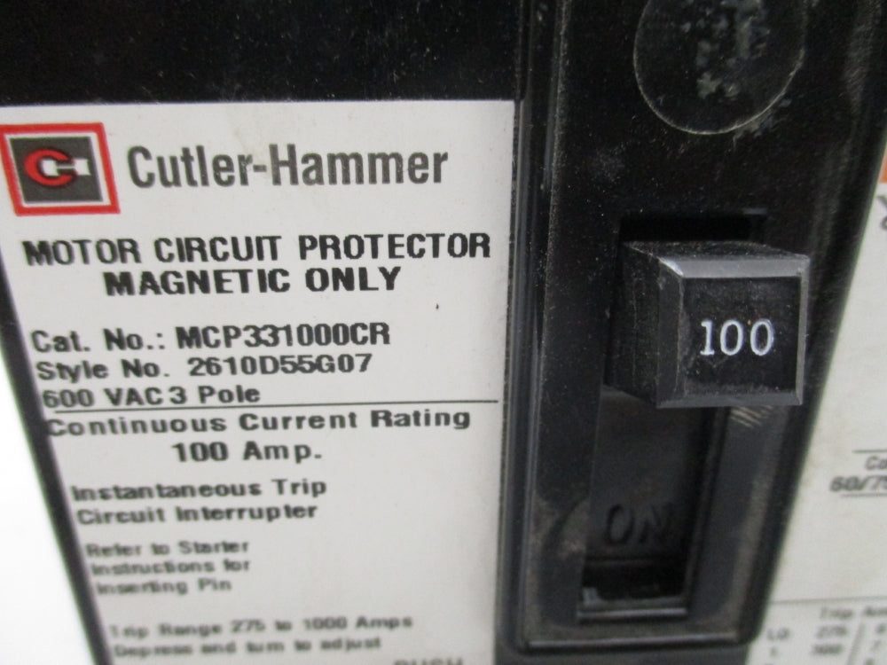 CUTLER HAMMER MCP331000CR 2610D55G07 600VAC 100A NSMP