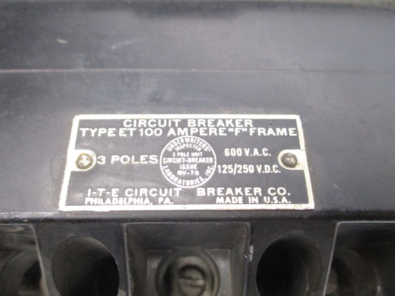 I-T-E CIRCUIT BREAKER ET4033 30A 600VAC UNMP