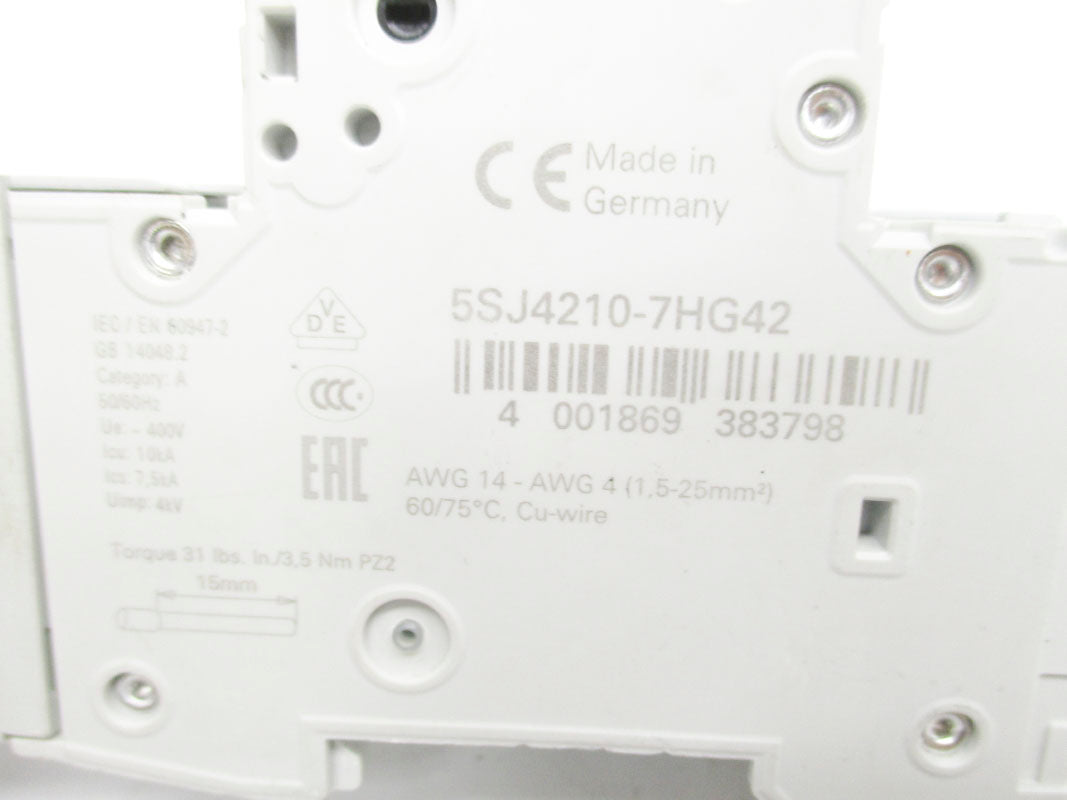 SIEMENS 5SJ4210-7HG42 10A 400V (AS PICTURED) NSNP