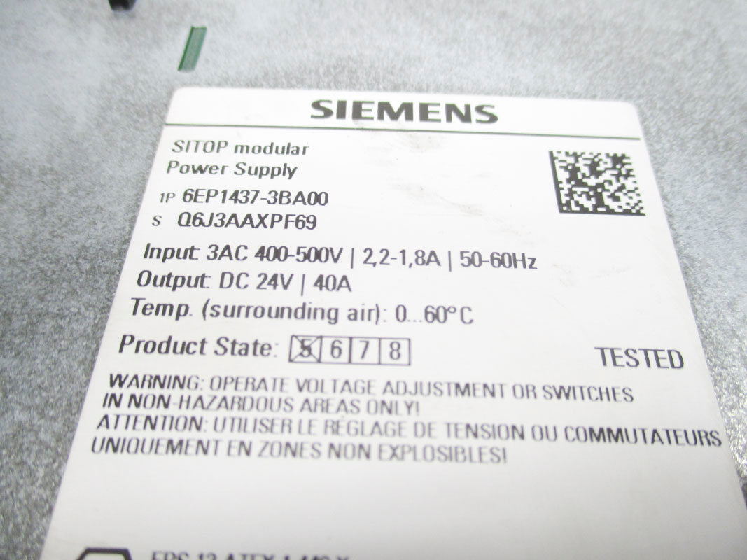 SIEMENS 6EP1437-3BA00 2.6A 500VAC UNMP