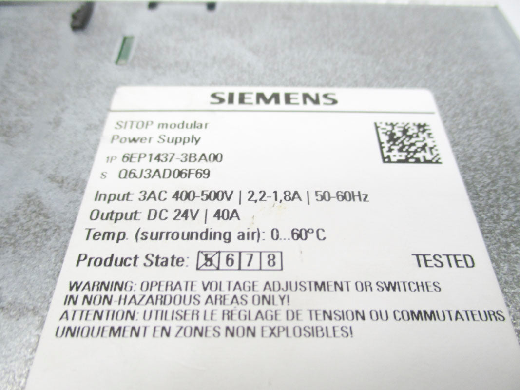 SIEMENS 6EP1437-3BA00 400-500V 2.2A NSNP