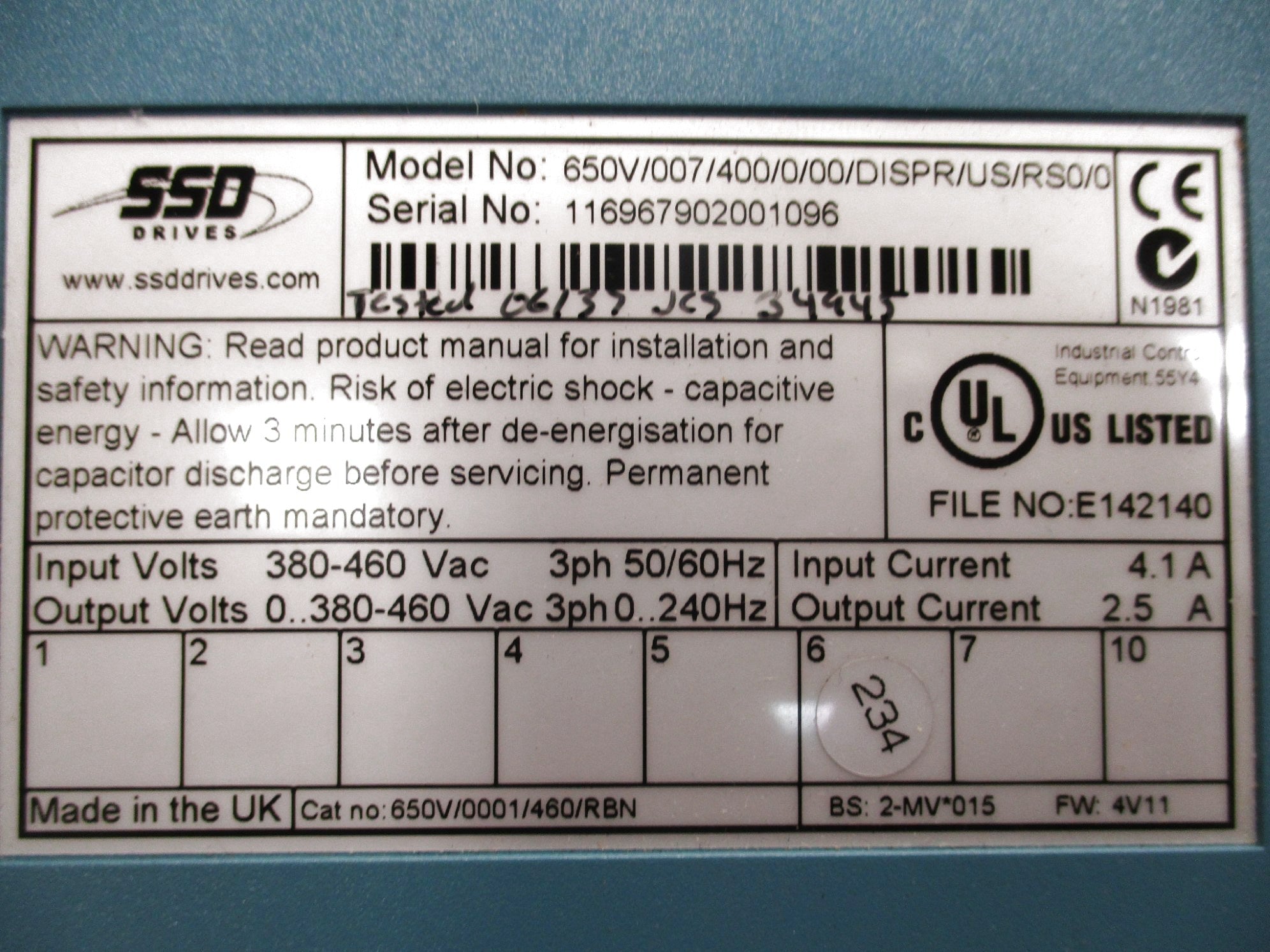 SSD DRIVE 650V/0001/460/RBN F/W 4V11 NSMP