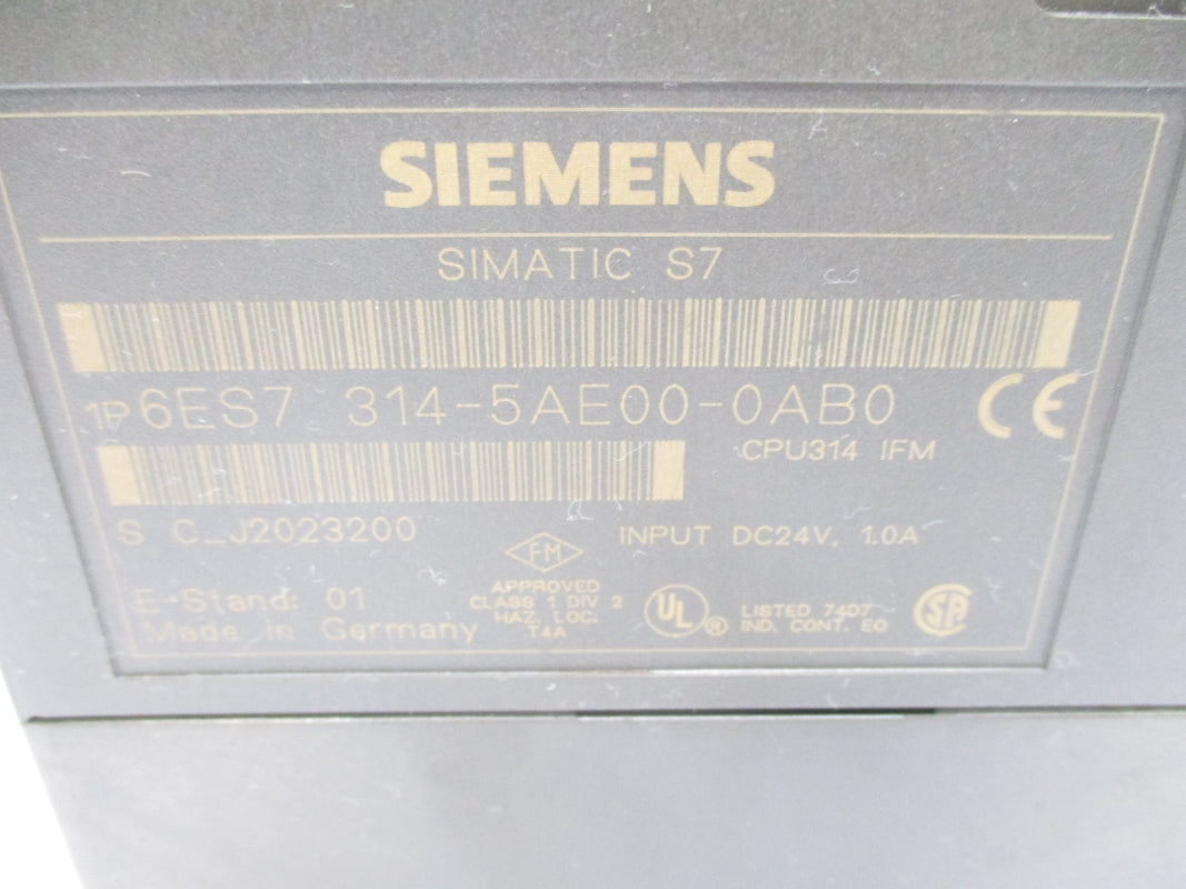 SIEMENS 6ES7314-5AE00-0AB0 24VDC 1.0A (NO DOOR) UNMP